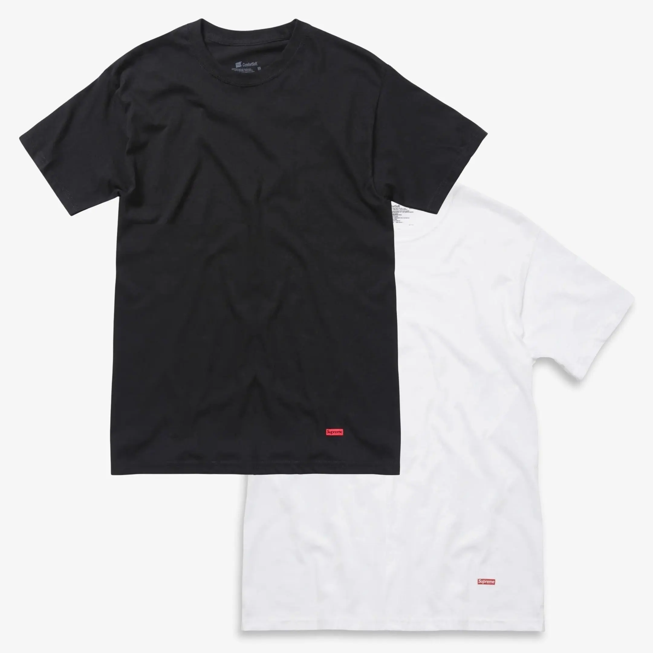 Supreme x Hanes Tagless Tee (1 Single Tee of Each) Black / White
