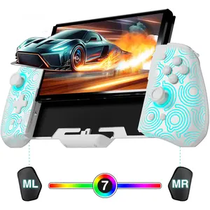 FUNLAB Luminpad Ergonomic Switch Controller Compatible with Nintendo Switch/OLED, Luminous Pattern Switch handheld Controller, One-Piece Joypad Controllers Replacement - 7 LED Colors/Turbo/Mapping