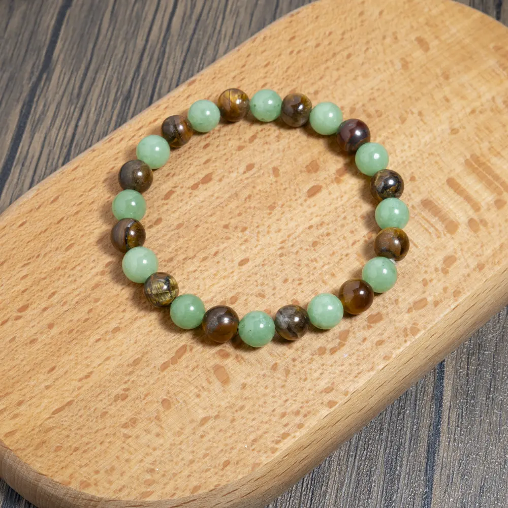 1pc Money Attraction Bracelet with Green Aventurine & Tiger Eye - blue friendship bracelet beaded jewelry protection bracelet encouragement gift fashion bracelet of the day Colorblock Beaded Crystal Bracelet wealth amulet