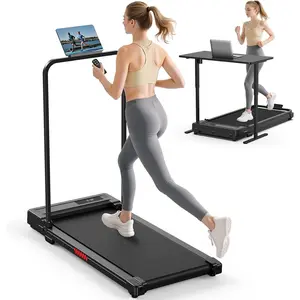Walking Pad Treadmill for  - Folding Treadmills with Handle Bar Portable Compact Fold up Indoor Foldable Handles Electric Walk Pads Small Spaces Mini Running Quiet Under Bed Office