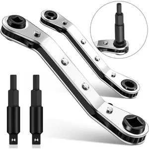 2pcs Hvac Service Wrench refrigeration wrench, 3/16" to 3/8", 5/16" x 1/4" Hvac Tools with 2 Hex Bit Adapter for Air Conditioning Refrigeration Tools and Equipment Repair HVAC Tools Clearance
