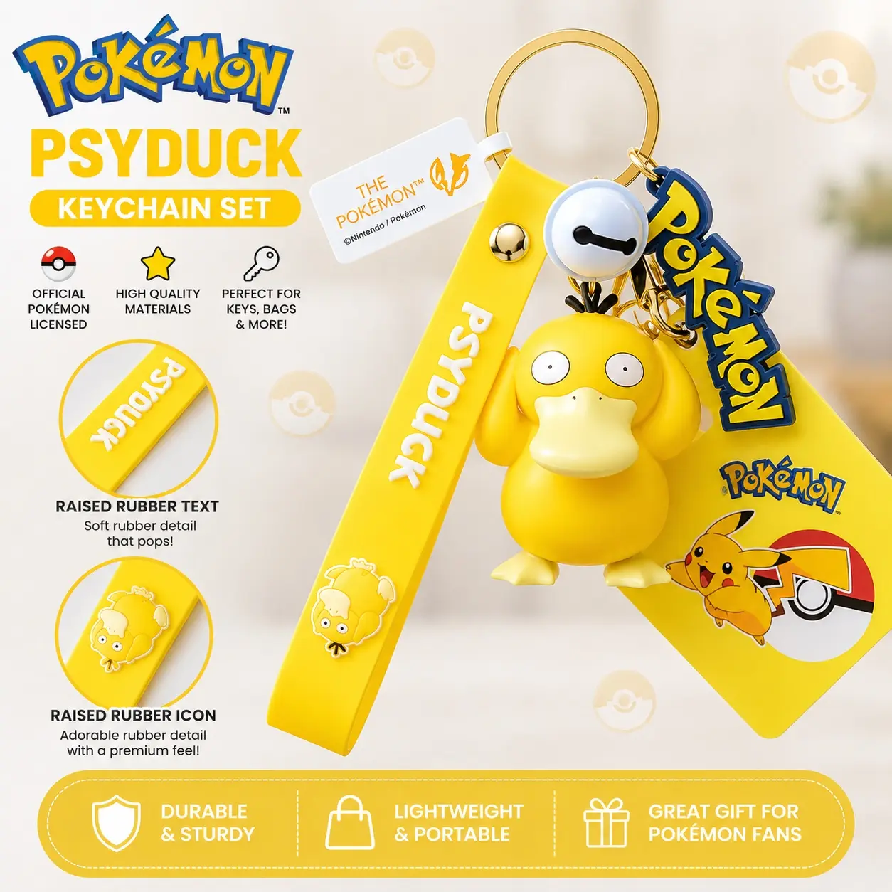 Langbowang Pokemon Figure Vinyl Keychain - Psyduck
