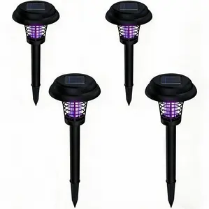 4PACK Solar Mosquito Zapper Light - Outdoor Garden Stake Lamp, UV Insect Killer, Solar-Powered, Dual Mode (Mosquito Control + Pathway Lighting), Weather Resistant, Easy Setup, Round & Square Size Options