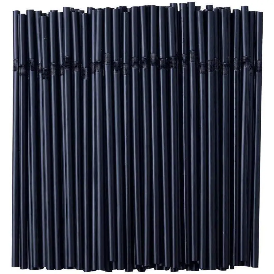 500 count Black Disposable Plastic Flexible Straws.(0.23'' diameter and 7.7" long)