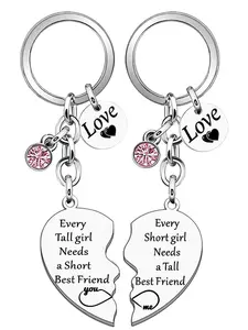 Best Friend Themed Keychain, Fashionable Heart Shaped Stainless Steel Keychain for Women, Trendy All-match & Exquisite Keychain for Birthday Gift, Valentine's Day, Gift, Personalized Heart Tag