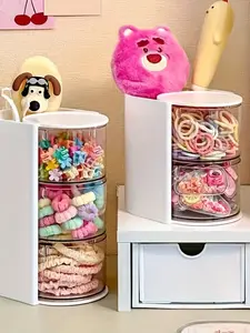 Transparent Rotating Multi-Layer Dustproof Storage Box, Desktop Hair Accessory Organizer, Art Craft Supplies Holder, Suitable for Christmas, Valentine's Day, Birthday, Multilayer Storage