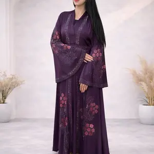 Umbrella Style Dubai Abaya  with Floral Embroidery and Hooded Design