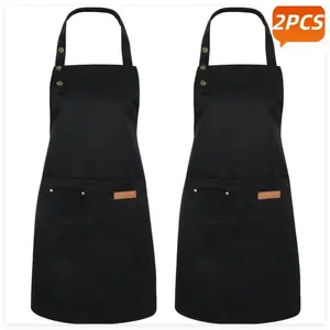 Neutral Style Apron with 3 Pockets (2 Pack), Adjustable Home Cooking BBQ Craft Time Fit, Unisex Kitchen Wear, Kitchen Cooking Aprons
