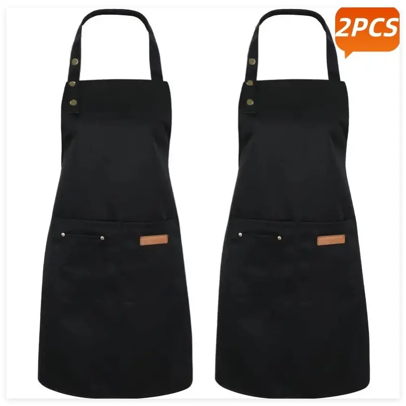 Neutral Style Apron with 3 Pockets (2-Pack), Adjustable Fit for Home Cooking, BBQ, Craft Time, Unisex Kitchen Wear, Kitchen Cooking Aprons