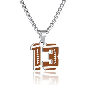 Football Jersey Number Necklace for Boys for Men for Girls Stainless Steel Charm Pendant Chain Sport Jewelry
