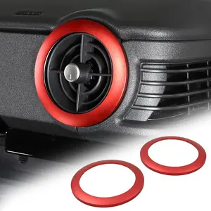 2PCS Custom Designed Car Interior Decoration A/C Vent Ring Trim Cover, Aluminum Alloy Air Conditioning Outlet Trim for INEOS Grenadier 2020-2024, Easy Installation with No Drilling or Tools Required (Red)