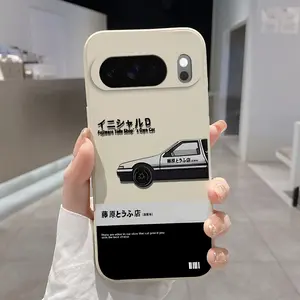 Rounded Edge Phone Case for Google Pixel 10 9 8 7 Pro A XL Fujiwara Racing Pattern Pocket-Friendly Shockproof Liquid Silicone Protective Soft Smartphone Casing