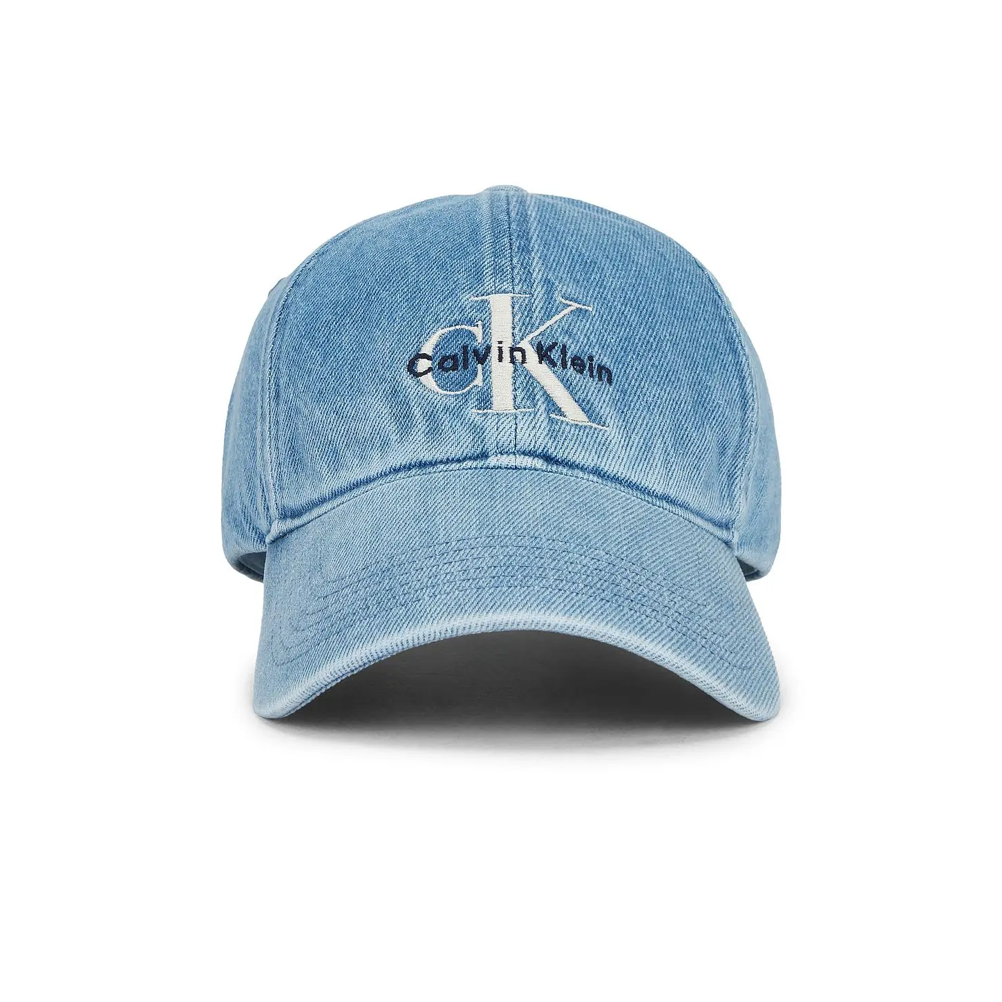 Calvin Klein Monologo Embroidered Baseball Cap in Vintage Denim