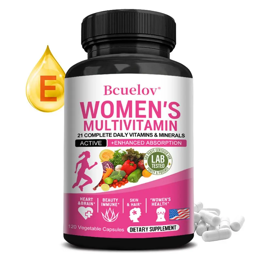Bcuelov Women 's Multivitamin Supplement, Supports Healthy Skin, Hair, Immune and Heart Health, 120 Capsules
