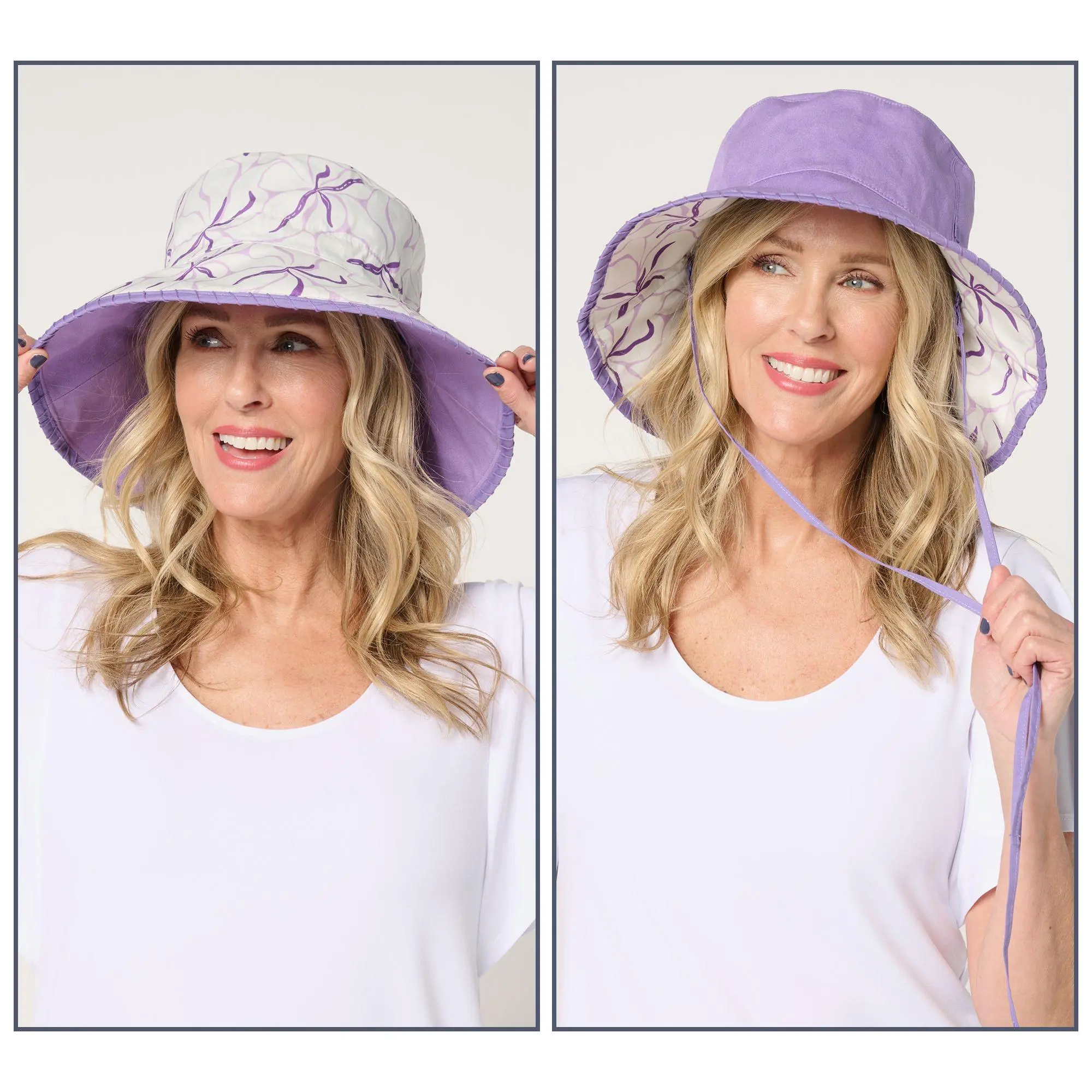 Sprigs Reversible Sun Hat with Whipstitch Detail