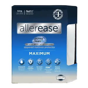 Allerease King Maximum Waterproof Allergy and Bedbug Protection Zippered Mattress Protector: Hypoallergenic, Twill Fabric, Fits 17" Depth