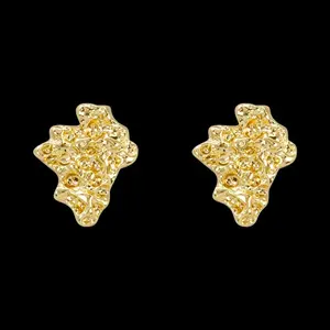 MaxBling81 Unisex Gold Plated Nugget Stud Earrings, Surgical Steel Post, Hip Hop Style, Casual Elegant Fashion Costume Jewelry for Men and Women