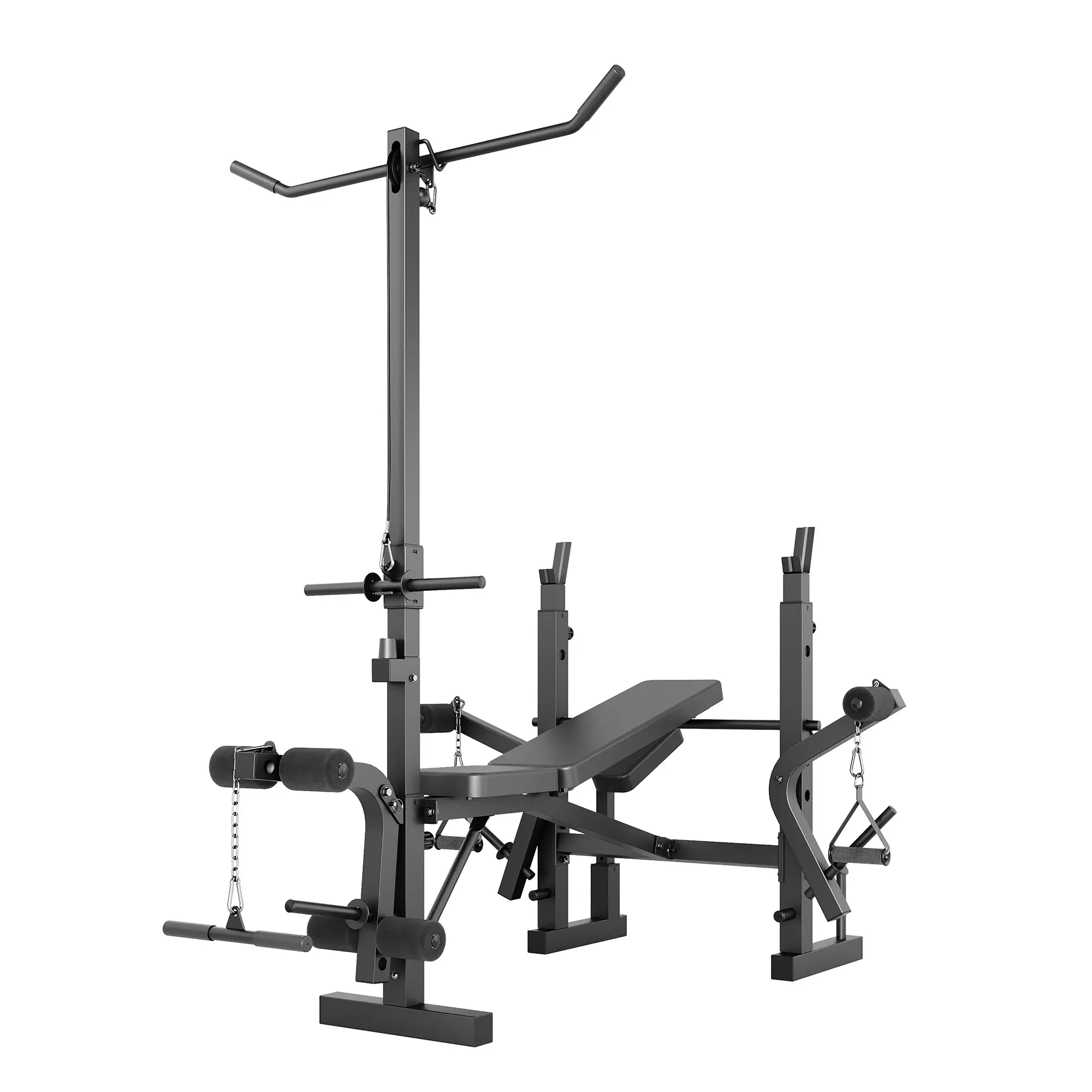 7-in-1 Home Gym Weight Bench – 900 lb Capacity – Adjustable for Incline/Decline/Flat – Lat Pulldown, Barbell Rack, Preacher Curl – Complete Strength Training Set for Home Use