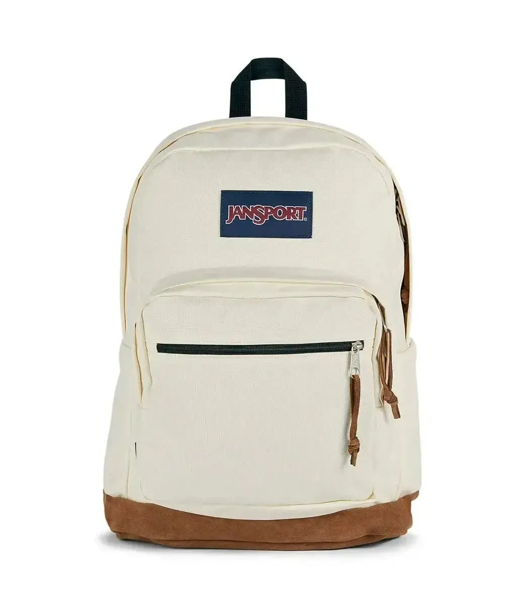 Jansport Vintage Cream Backpack Suede Base Large Capacity Laptop Backpack Student School Travel Daypack