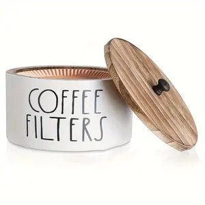 1pc, Coffee Filter Paper Box, Coffee Filter Holder, Wooden Coffee Filter Storage Container Coffee Filter Dispenser With Lid Rustic Coffee Bar Accessories For RV Outdoor Camping Picnic Office Travel Coffee Maker Coffee Bar Accessories