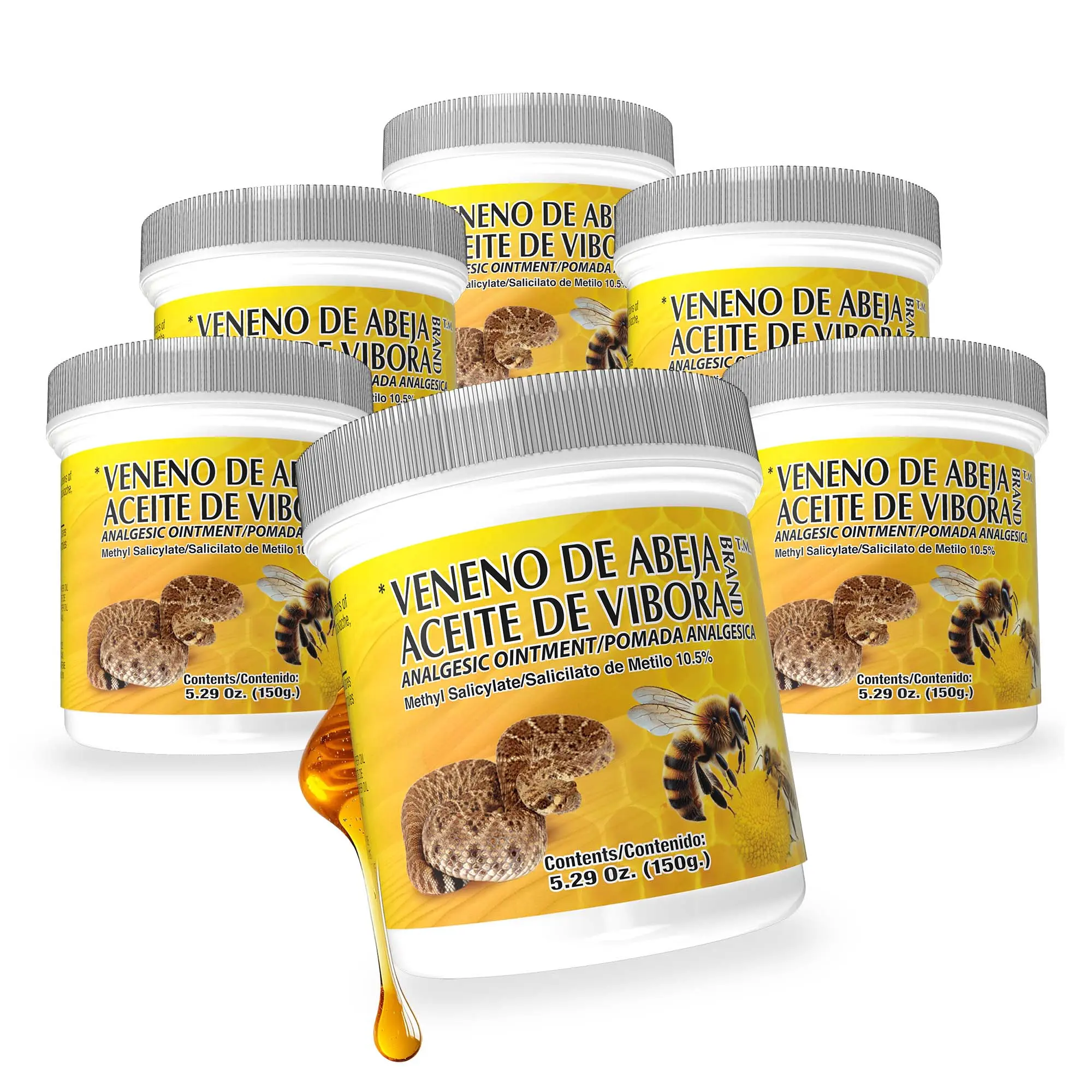 6-Piece Set Therapeutic Bee Venom & Snake Oil Pain Relief Gel-Cream with 10.5% Methyl Salicylate, Camphor-Infused Warming OTC Analgesic for Adults’ Muscle & Joint Comfort, Fast-Acting Non-Greasy (31.74 oz Total)