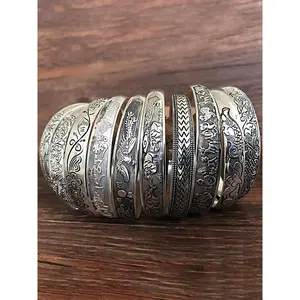 Vintage Chinese Style Cuff Bangle Bracelet, Boho Style Adjustable Engraving Bracelet for Women & Men, Fashion Accessories for Daily Wear, Bangles Bracelets