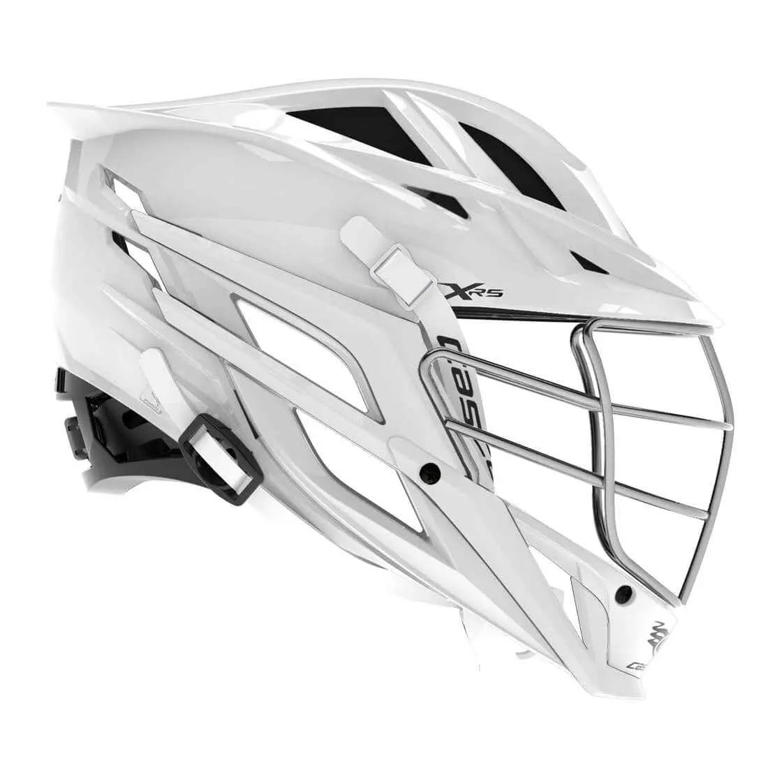 Youth Lacrosse Helmet for Children, White with Chrome Facemask, Featuring 360° Fit, VIXION System, and QUICKCLIP for Total Sports Protection, High-Strength Magnets, Increased Peripheral Vision