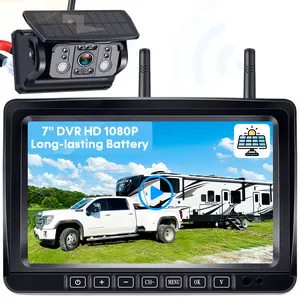 Wireless RV Backup Camera 7-inch for Trailer: Easy Setup Solar RV Rear View Camera with Recording - 4 Channels Strong Magnetic HD 1080P Long-Battery Life for Camper, Truck, Fifth Wheel