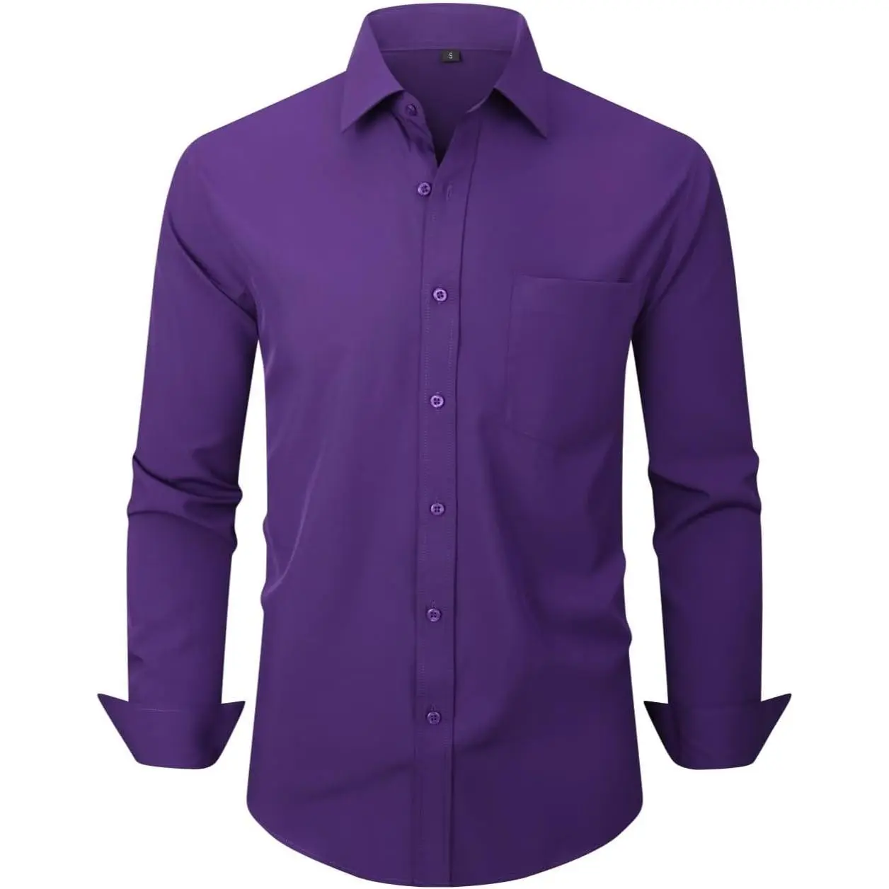 Men's Dress Shirts Long Sleeve Button Down Shirt Business Formal Stretch Shirt Regular Fit with Pockets