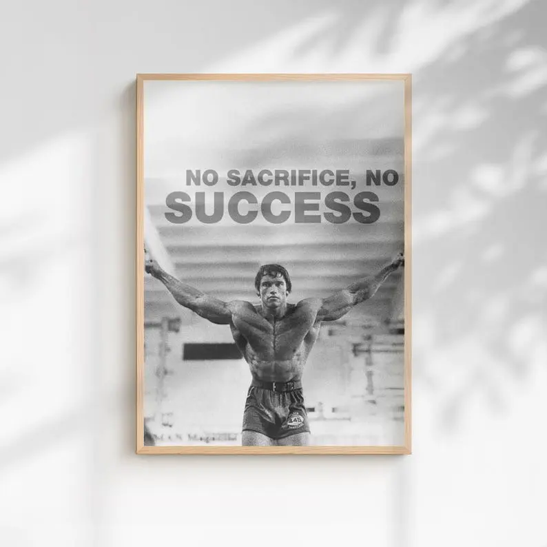 Vintage Arnold Schwarzenegger Poster, Bodybuilding Wall Art, Workout Motivation Print, Black & White Gym Decor, Fitness Artwork