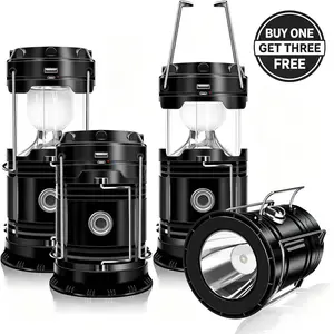 4-Pack Collapsible Portable LED Camping Lantern – Lightweight Waterproof Solar USB Rechargeable Flashlight, Survival Kit for Memorial Day & Father’s Day Gifts, Indoor Outdoor Emergency Light for Home, Power Outages, Hiking & Summer Adventures