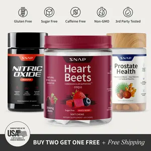 Snap Supplements – Prostate Health + Nitric Oxide Booster 60ct + Heart Beet Soft Chews Bundle – Natural Supplement Capsules & Chews – Support Circulation, Prostate Health & Heart Function†