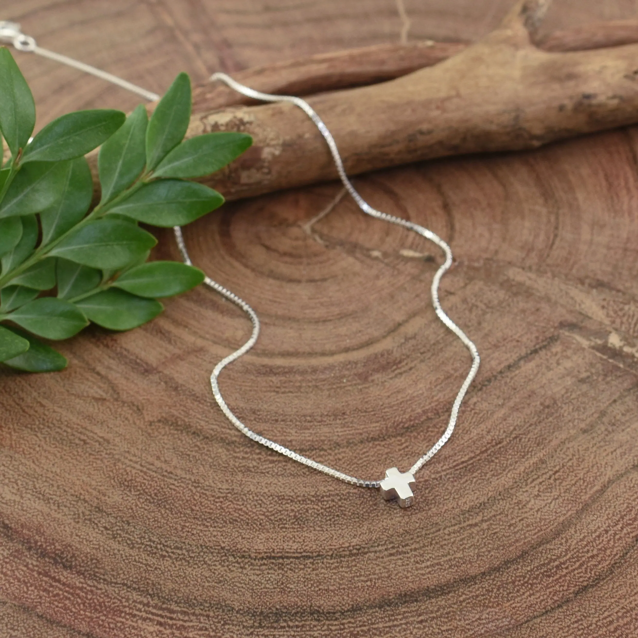 Women's 925 Sterling Silver Dainty Cross Design Necklace - Minimalist Faith Jewelry for Adults, Casual Wear, Glossy Adjustable Length 16.5-20in Chain