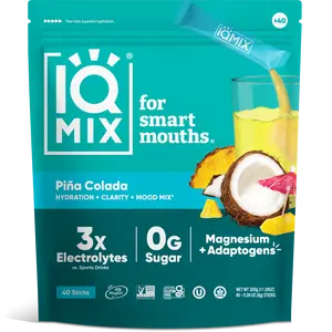 IQMIX Piña Colada (40 Sticks) - Sugar Free Electrolytes Powder Packets - Hydration Supplement Drink Mix