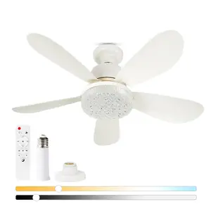 E27 Ceiling Fan Light with Remote Control, 3 Speed Wind Speed Fan Light with Emergency Stop Protective Function, Suitable for Small Room, Kitchen, Garage