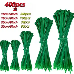 400pcs Plant Tie Straps Set, Adjustable Plastic Garden Ties (10cm, 15cm, 20cm, 25cm), Reusable Gardening Supplies Outdoor Patio Home