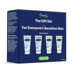 CETAPHIL Skincare Gift Set & Travel Companion for Sensitive Skin | Gentle Skin Cleanser, Daily Facial Cleanser, 2 x Moisturizing Lotion | TSA Approved | Dermatologist Recommended Brand