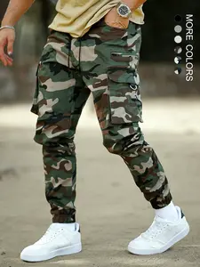 fathersdaygift，War pants, multifunctional drawstring camouflage cargo pants, multi-pocket jogger casual pants, outdoor sports long pants