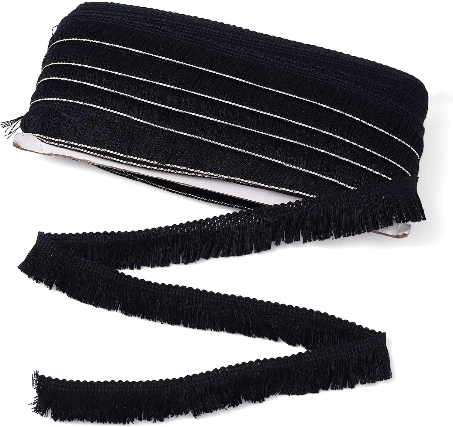 Black Polyester Fringe Tassel Lace Trim 1 Inch x 82 Feet Chainette Fringe Fibre Trim for Sewing Quilting DIY Home Decoration Clothing Cushions Pillow Curtain Home Crafts