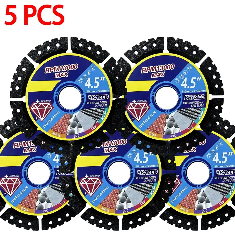 4-1/2 inch Indestructible Cutting Discs for Angle Grinder 7/8" Blades Cut Off Wheels Diamond Tool Metal rebar Porcelain Tile Granite Marble Smooth Cutter