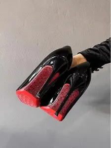 Women's Studded High Heels, Stiletto Heeled Pumps, Pointed Toe PU Leather Shoes, Slim Fit Design, All-Season Wear, Stylish & Comfortable Footwear