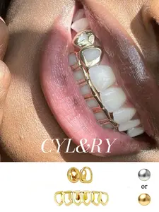 CRUSH CR 18K Gold Plated Open Face Star Grillz Teeth for Women Men Content Creators, Ideal for Music Festivals, Themed Parties, Night Outings TikTok Photoshoots, Hypoallergenic Design Ensures Comfort for All-Day Wear