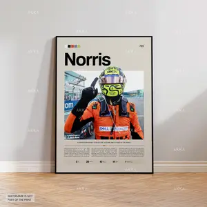 Lando Norris Poster, Norris McLaren Wall Art, Framed McLaren F1 Print, Motorsport Grand Prix Decor, Car Racing Artwork, Norris McLaren