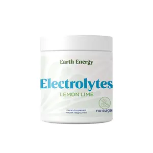 Earth Energy Electrolytes Lemon Lime Powder - No Sugar, Natural Hydration & Energy Boost, 155g, Healthcare Supplement for Summer Adventures Fitness Vitamin