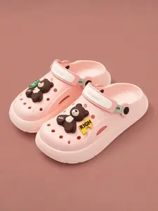 Cute Cartoon Bear Charms Clogs, Casual Comfortable Breathable Non-slip Platform Clogs, Fashionable Clogs for Indoor & Outdoor Wear