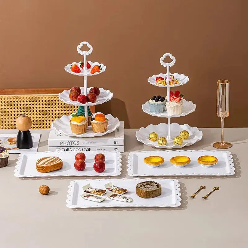 5 Piece Dessert Table Display Set, 2 *3-Tier Cupcake Stand & 3*Appetizer Trays, Tiered Serving Platter, Candy Buffet Decor, Ideal for Wedding, Birthday, Tea Party, Halloween, Christmas Party Decor, Summer Vibes Home Kitchen Dessert Display &Party Supplies