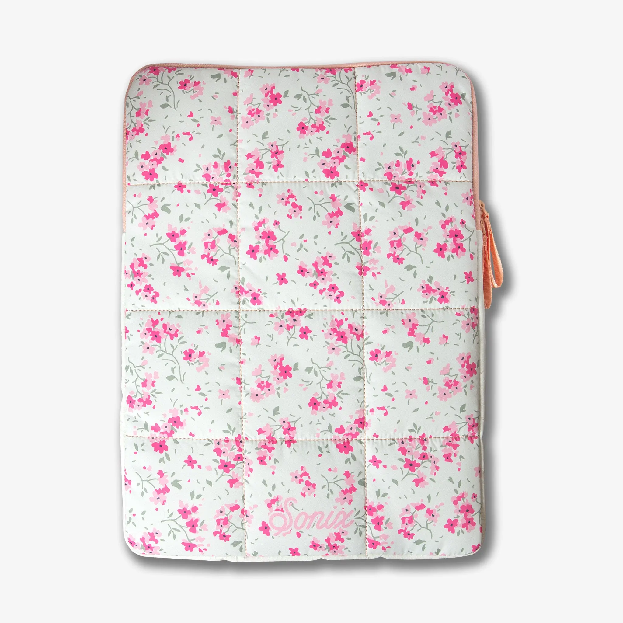 Quilted Laptop Bag - Puffy Cottage Floral Protective Laptop Sleeve