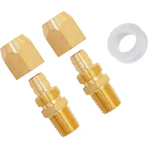 3/8'' Brab Air Hose Repair Fittings x 1/4'' MNPT End, 3/8 Inch  Air Hose Splicers, Brass Barbed  line Repair Fittings for 3/8'' ID PU & PVC Tubing with Sealing Tape (2 Pack)