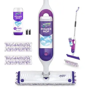 Power Mop Starter Kit with 2 Pads Cleaning Solution & Batteries - 5X Cleaning Power, No Bucket, Fresh Scent, Battery Operated