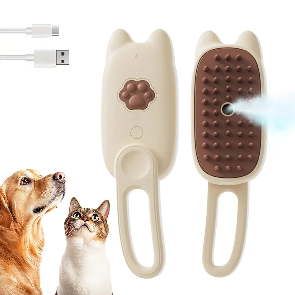 2026 New Universal 3-in-1 Pet Steam Groomer Deshedding Brush - Low-Noise Operation, Massaging, Stress-Free Grooming Tool, Moisturizing Hair Removal Comb for Cats & Dogs, All-Size Coat Health Enhancer (Beige, Reduces Bathing Frequency), Calming Massage, Cl